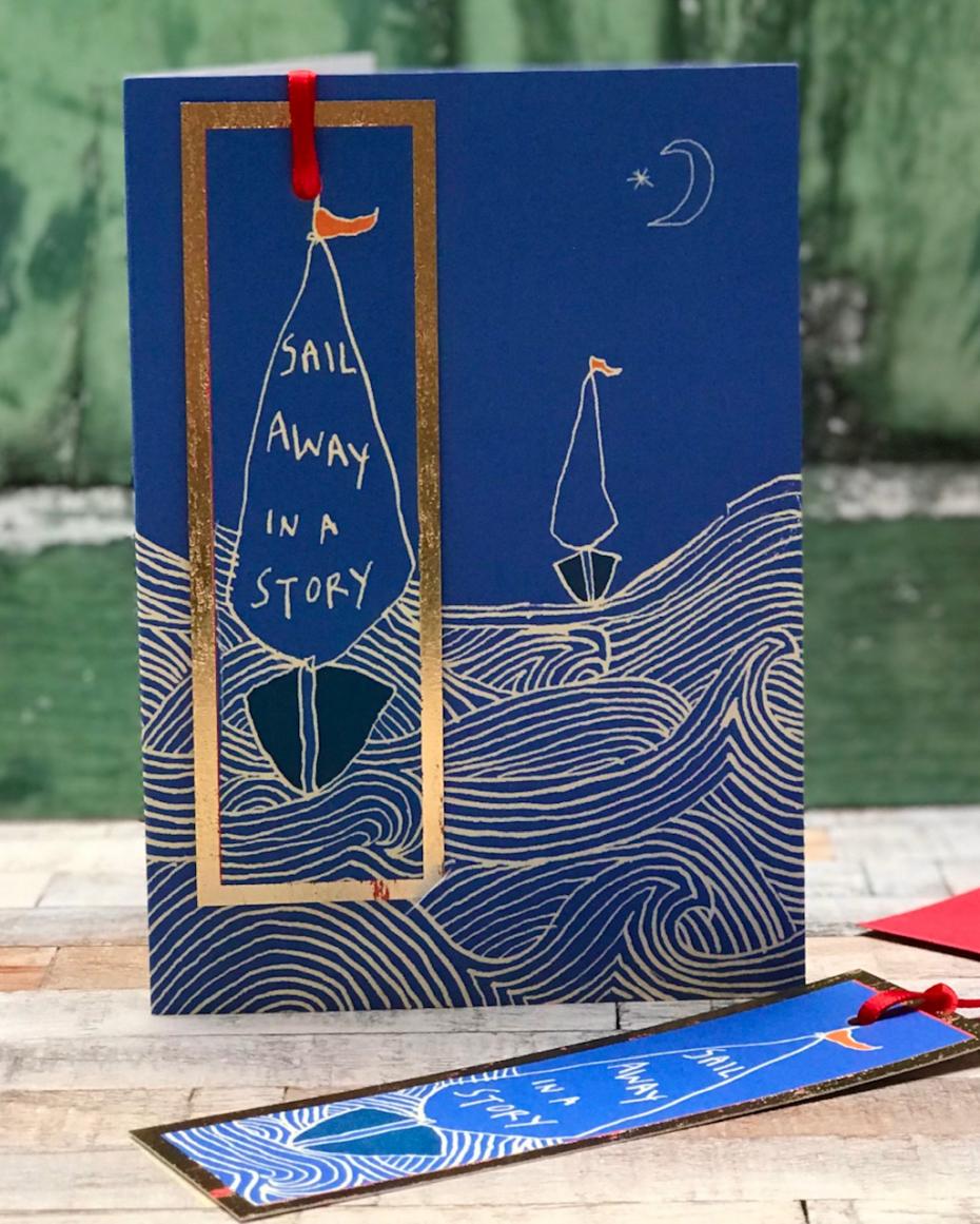 'Sail away in a Story' bookmark card